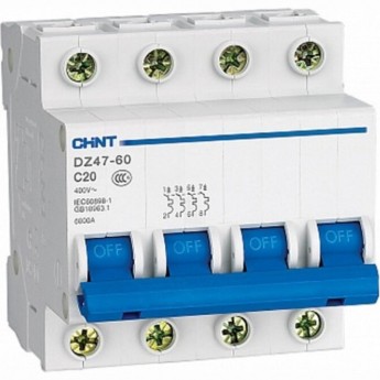 Автоматический выключатель CHINT DZ47-60 4P 10A 4.5KA х-ка C