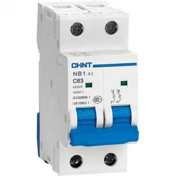Автоматический выключатель CHINT NB1-63 2P 10A 6кА х-ка C (R)