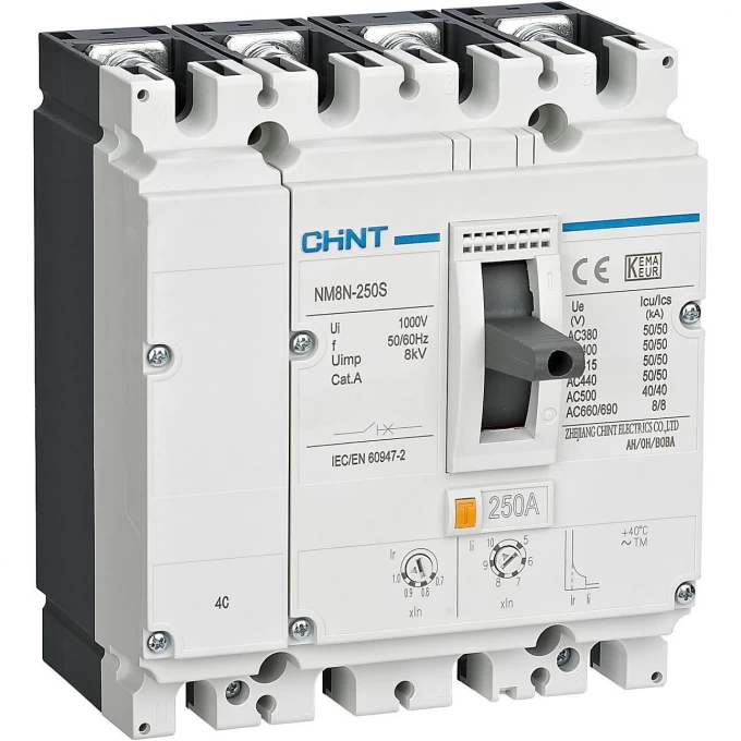 Автоматический выключатель CHINT NM8N-125S TM 4P 32А 50кА с рег. термомаг. расцепителем (R) 271604 Автоматический выключатель CHINT NM8N-125S TM 4P 32А 50кА с рег. термомаг. расцепителем (R) 271604