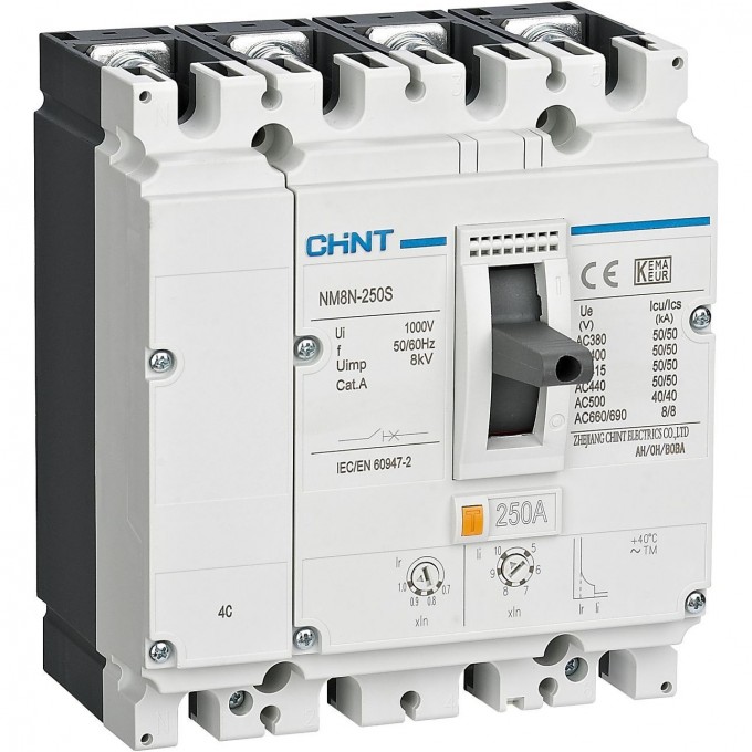 Автоматический выключатель CHINT NM8N-125S TM 4P 40А 50кА с рег. термомаг. расцепителем (R) 271605 Автоматический выключатель CHINT NM8N-125S TM 4P 40А 50кА с рег. термомаг. расцепителем (R) 271605