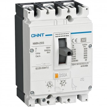 Автоматический выключатель CHINT NM8N-250S TM 3P 225А 50кА с рег. термомаг. расцепителем (R)
