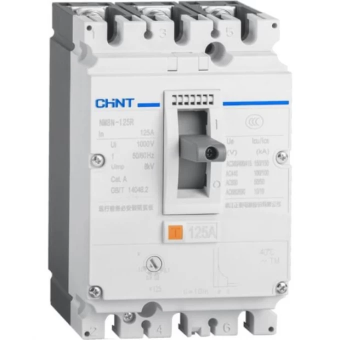 Автоматический выключатель CHINT NM8NDC-125C TM 4P 80А 36кА с рег. термомаг. расцепителем (R) 271798
