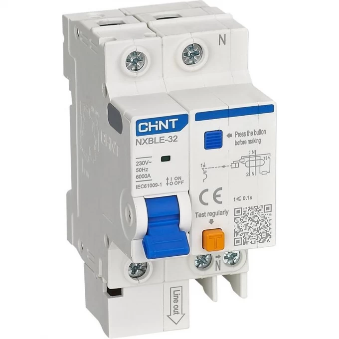 Дифатомат CHINT NXBLE-32 1+N C16 30mA тип AC 6kA (R) 819392 Дифатомат CHINT NXBLE-32 1+N C16 30mA тип AC 6kA (R) 819392