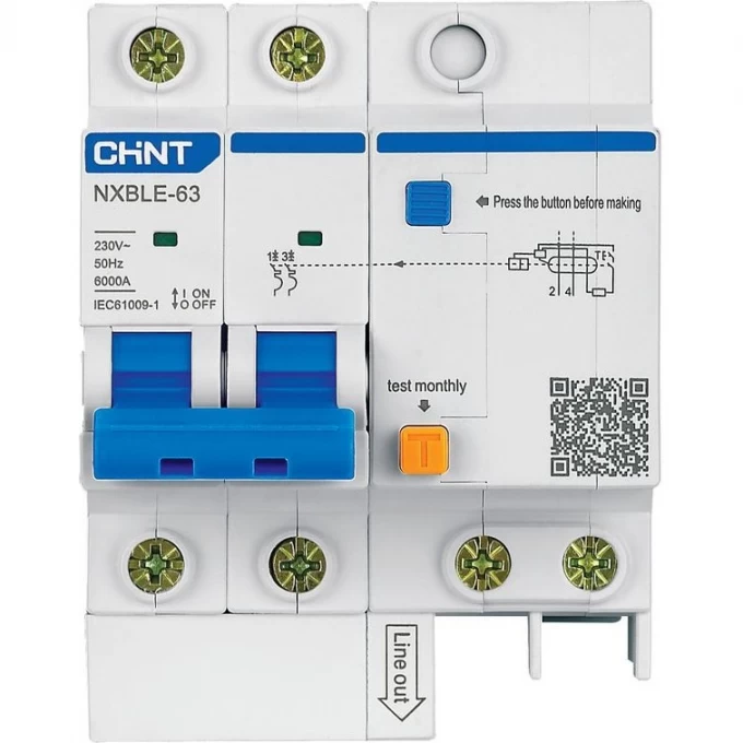 Дифатомат CHINT NXBLE-63 2P B32 300mA тип AC 6kA (R) 982304 Дифатомат CHINT NXBLE-63 2P B32 300mA тип AC 6kA (R) 982304