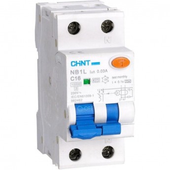 Дифференциальный автоматический выключатель CHINT NB1L 1P+N C20 30mA тип AC 10kA (36mm) (R)