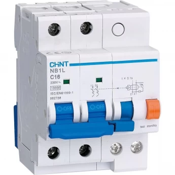 Дифференциальный автоматический выключатель CHINT NB1L 2P C10 30mA тип A 10kA (54mm) (R)