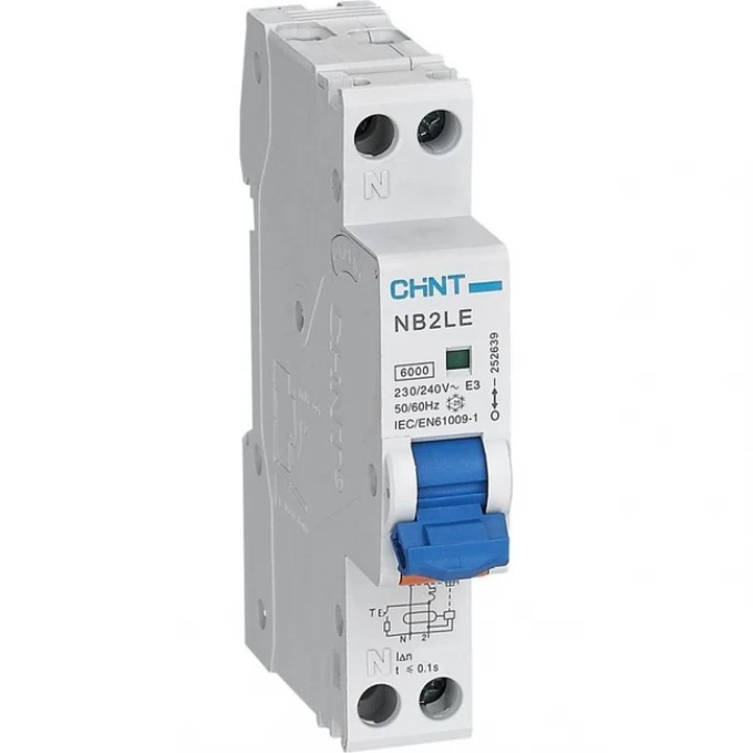 Дифференциальный автоматический выключатель CHINT NB2LE 1P+N 10A 30mA 1мод., х-ка B, электронный тип A, 6kA 689016 Дифференциальный автоматический выключатель CHINT NB2LE 1P+N 10A 30mA 1мод., х-ка B, электронный тип A, 6kA 689016