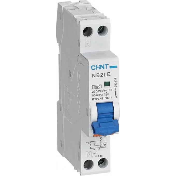 Дифференциальный автоматический выключатель CHINT NB2LE 1P+N 32A 30mA 1мод., х-ка С, электронный тип A, 6kA (R) 252638 Дифференциальный автоматический выключатель CHINT NB2LE 1P+N 32A 30mA 1мод., х-ка С, электронный тип A, 6kA (R) 252638