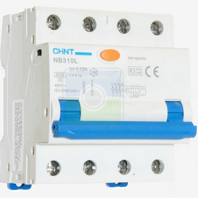 Дифференциальный автоматический выключатель CHINT NB310L/3N 3PN C16 30mA AC 6kA 660021 Дифференциальный автоматический выключатель CHINT NB310L/3N 3PN C16 30mA AC 6kA 660021