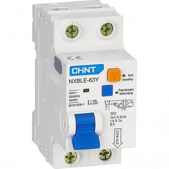 Дифференциальный автоматический выключатель CHINT NXBLE-63 2P D50 300mA тип AC 6kA