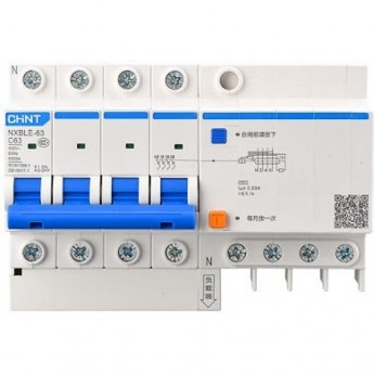 Дифференциальный автоматический выключатель CHINT NXBLE-63 4P D25 300mA тип AC 6kA