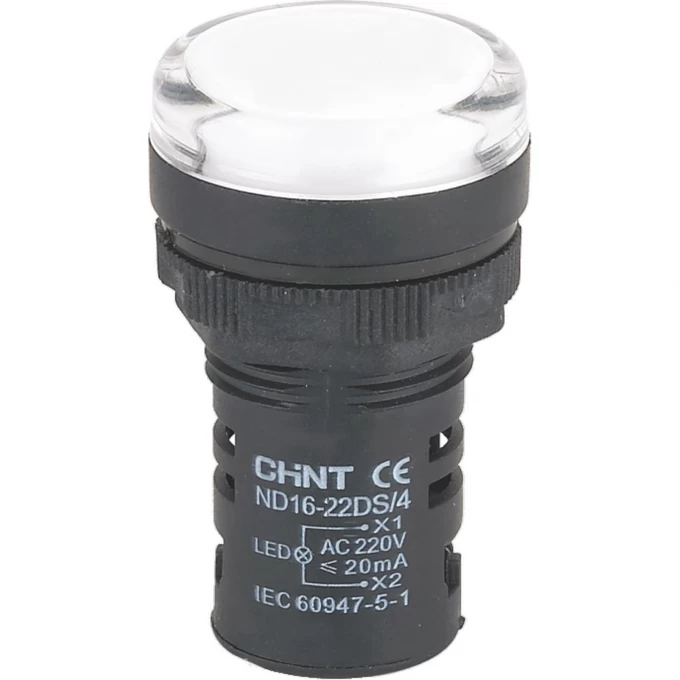Индикатор CHINT ND16-22DS/4 белый АС 400В (R) 593430 Индикатор CHINT ND16-22DS/4 белый АС 400В (R) 593430