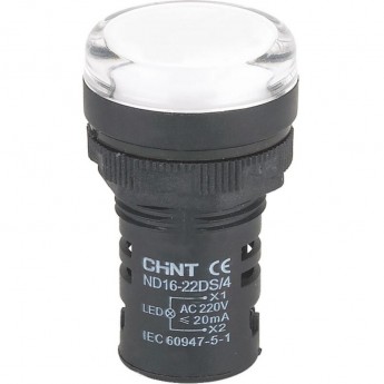Индикатор CHINT ND16-22DS/4C белый, компактный, встр. конденсатор, IP65 АС380В (R)