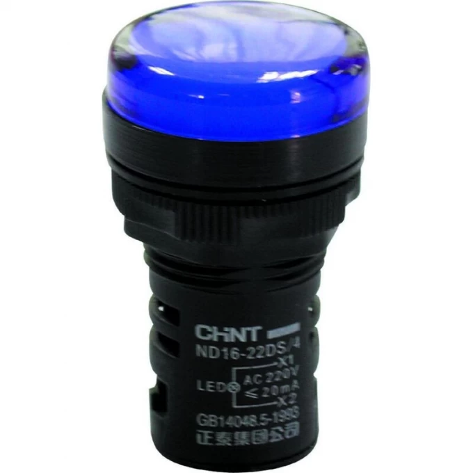 Индикатор CHINT ND16-22DS/4C синий, компактный, встр. конденсатор, IP65 АС110В (R) 828140