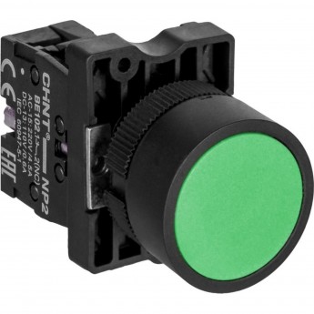 Кнопка управления CHINT NP2-BW3365 1НО+1НЗ зеленая AC/DC230В(LED) IP40