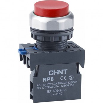 Кнопка управления CHINT NP8-01BND 1НЗ красная AC/DC24В(LED) IP65 (R)