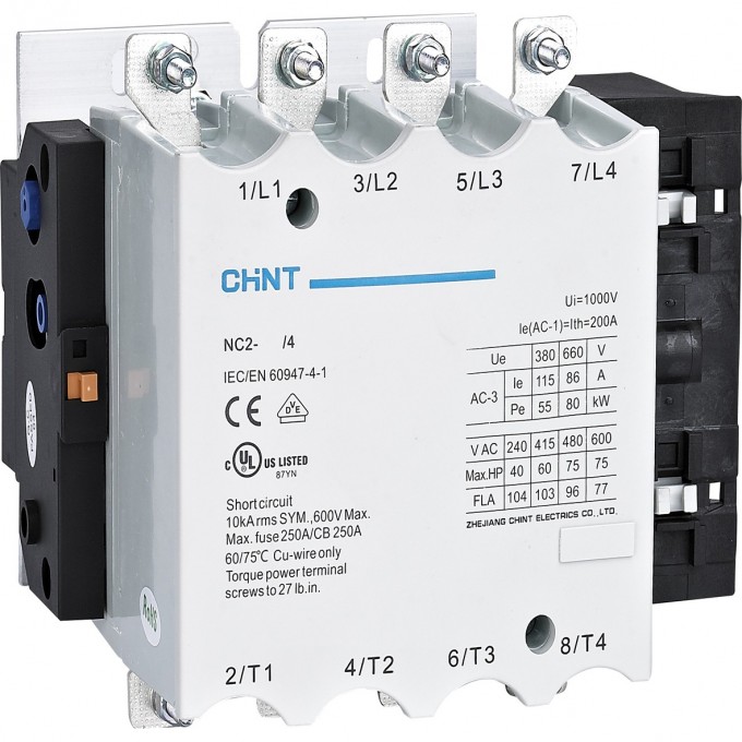 Контактор CHINT NC2-150/4 150А 4п 220-240В/АС3 50Гц (R) 671399 Контактор CHINT NC2-150/4 150А 4п 220-240В/АС3 50Гц (R) 671399