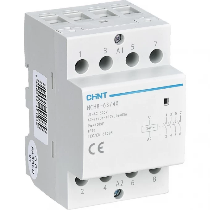 Контактор модульный CHINT NCH8-63/40 63A 4НО AC24В, 50Гц (R) 256100 Контактор модульный CHINT NCH8-63/40 63A 4НО AC24В, 50Гц (R) 256100