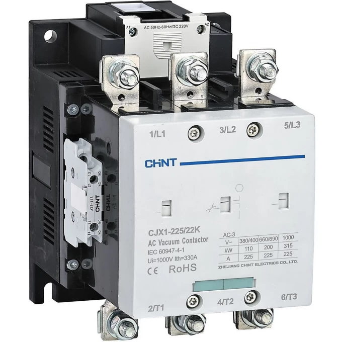 Контактор вакуумный CHINT CJX1-820/44K 820А(АС3) 4НО+4НЗ AC/DC 220В 50/60Гц 275700 Контактор вакуумный CHINT CJX1-820/44K 820А(АС3) 4НО+4НЗ AC/DC 220В 50/60Гц 275700