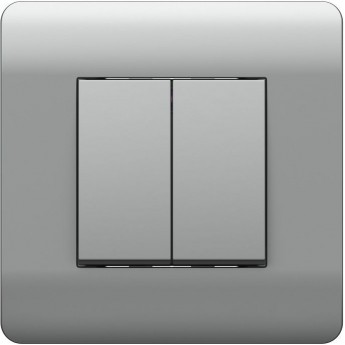 Переключатель 2-клавишный CHINT NEW3-E, 10А, серебряный