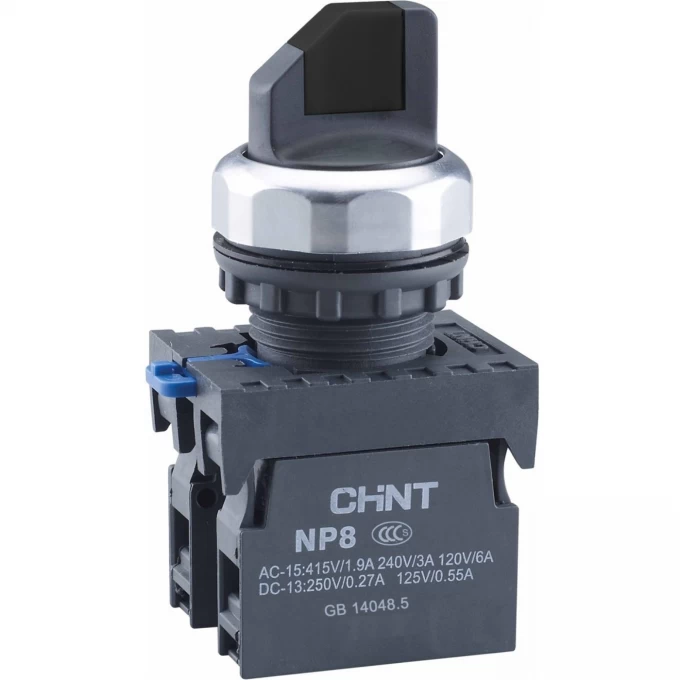 Переключатель без подсветки CHINT NP8-20X/332, 3 положения самовозв. 45 град, черный, 2НО, IP65 (R) 578767 Переключатель без подсветки CHINT NP8-20X/332, 3 положения самовозв. 45 град, черный, 2НО, IP65 (R) 578767