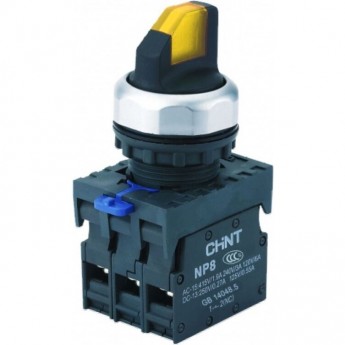 Переключатель подсветки CHINT NP8-11XD/315, 3 полож., фикс., желт., AC110-230В(LED), 1НО+1НЗ, IP65 (R)