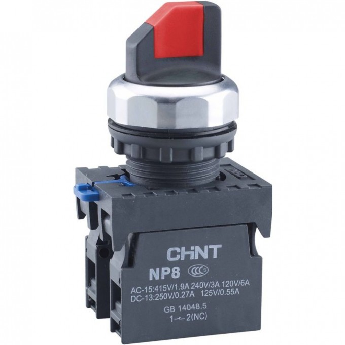 Переключатель с подсветкой CHINT NP8-02XD/223, 2 полож. самовозв., фикс., красн., AC110-230В, 2НЗ, IP65 (R) 667652 Переключатель с подсветкой CHINT NP8-02XD/223, 2 полож. самовозв., фикс., красн., AC110-230В, 2НЗ, IP65 (R) 667652