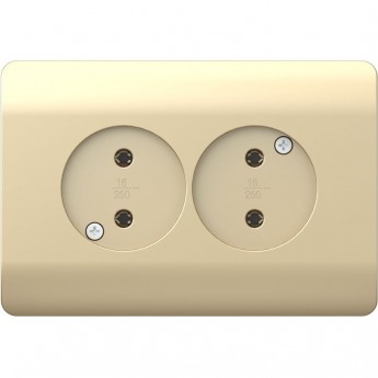 Розетка б/з со шторками двойная CHINT NEW3-E, 16А, шампань Розетка б/з со шторками двойная CHINT NEW3-E, 16А, шампань