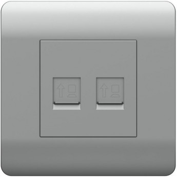 Розетка компьютерная 2хRJ45 CHINT NEW3-E, серебряный Розетка компьютерная 2хRJ45 CHINT NEW3-E, серебряный
