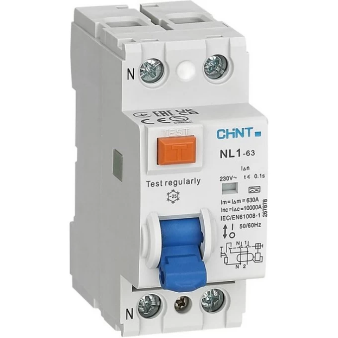 УЗО CHINT NL1-63 2P 16A 10mA 6kA тип AC (R) 200823 УЗО CHINT NL1-63 2P 16A 10mA 6kA тип AC (R) 200823