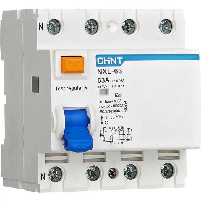 УЗО CHINT NXL-63 10kA 3P+N 25A 300mA AC (R) 280931 УЗО CHINT NXL-63 10kA 3P+N 25A 300mA AC (R) 280931
