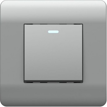 Выключатель 1-клавишный с подсветкой CHINT NEW3-E, 10А, серебряный Выключатель 1-клавишный с подсветкой CHINT NEW3-E, 10А, серебряный