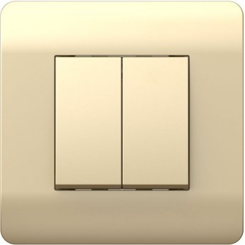 Выключатель 2-клавишный с подсветкой CHINT NEW3-E, 10А, шампань Выключатель 2-клавишный с подсветкой CHINT NEW3-E, 10А, шампань