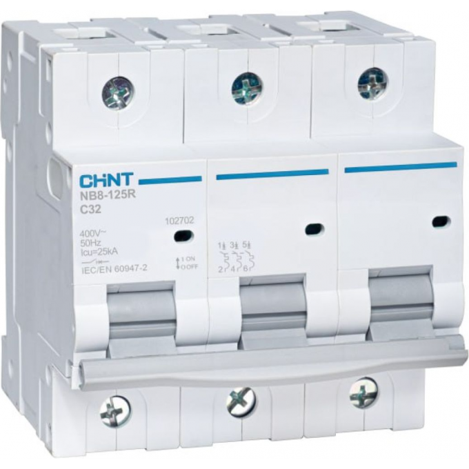 Выключатель автоматический модульный CHINT NB8-125R 3P 32А 25кА хар-ка D (R) 559861